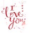 I love you. Isolated calligraphic lettering text with hearts and flowers an