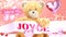 I love you Joyce - cute and sweet teddy bear on a wedding, Valentine`s or just to say I love you pink celebration card, joyful,