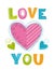 I love you lettering template for girlish t shirt print design.