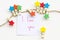 I love you message card handwriting with colorful wooden star clips