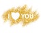 I love you message and heart golden glitter design