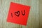 I love you message on red sticker