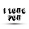 I Love You phrase made with 3d retro style geometric letters.