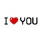 I love you in pixel style with heart isolated on white background. Romantic love