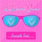 I love you postcard with hypnotic hearts glasses