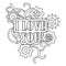 I Love you quote for coloring book. Steampunk . Mechanical parts, gears, Hand drawn Valentines Day illustration