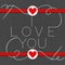 I love you red hearts in love Valentine`s day card