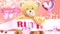 I love you Ruth - cute and sweet teddy bear on a wedding, Valentine`s or just to say I love you pink celebration card, joyful,