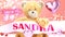 I love you Sandra - cute and sweet teddy bear on a wedding, Valentine`s or just to say I love you pink celebration card, joyful,