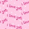 I love you seamless pattern, cartoon drawn, lovely hearts pink background, for fabric, textile, paper, valentines decoration