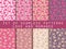 I love you. Set of seamless patterns with hearts. Festive pattern for wrapping paper, wallpaper, tiles, fabrics, backgrounds.