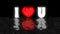 I Love You Text with Red Hearts Isolated on Ocean Wave and Black Stars Burst Particle Background