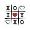 I Love You Tic Tac Toe Love game Rough Hand drawn grid with XOXO and Red Distressed Heart Valentine\\\'s day