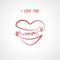 I Love You typographical design elements and Red heart shape wit