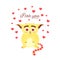 I love you. Valentine`s day greeting card. love character in hearts. cute monster or fantastic creature