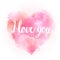 I love you watercolor hand drawing heart poster