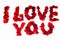 I love you - words made of red rose petals. Beautiful romantic backgrounds