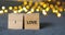 I LoveYou words written from wooden decorative cubes