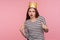 I`m boss! Portrait of selfish egoistic woman with golden crown on head pointing herself and looking with arrogance