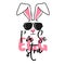 I\\\'m So Eggstra. Hand drawn cute rabbit with sunglasses