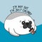 I`m not fat, I`m just chubby. Fat seal drink bubble tea cartoon  illustration