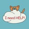 I need help.Cute little kitten hanging on a cloud.