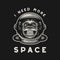 I Need More Space. Vector Typography Quote with Smiling Chimpanzee Ape. Astronaut Helmet, Funny Monkey. Spaceman Design