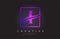I Purple Violet Letter Logo Design with Square Swoosh Border and Creative Icon Design