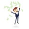 I am rich! Happy young businessman in formalwear throwing money