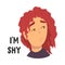 I am Shy, Teen Problem, Depressed Teenager Girl in Stressful Situation Vector Illustration