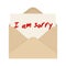 I am sorry card in brown envelope. The letter pulled out from an envelope