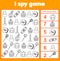 I spy game. Find and count objects. Halloween activity for kids, toddlers, children