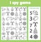 I spy game for toddlers. Find and count objects. Counting educational children activity. Christmas and new year holidays theme