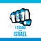 I stand with Israel banner with fist with Israel flag. Israel army force emblem isolated on white background. Vector