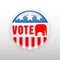I Vote United States of America button election, badge, elephant republican party symbol. Vector illustration isolated