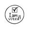 I voted lettering sketch icon, sticker, card, poster, hand drawn vector doodle, minimalism, monochrome. single element for design