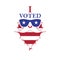 I voted sticker design. Bearded man in sunglasses. The US presidential election 2020. Vector illustration
