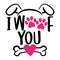 I Woof you I love you in dog language - words with dog footprint