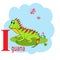 I word for iguana animal alphabet illustration