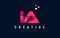 IA I A Letter Logo with Purple Low Poly Pink Triangles Concept