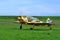 IAC 52 airplane takeoff, acrobatic plane, single engine, air show