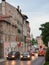 Å ibenik, Croatia - July 26, 2021: Busy street with cars in the old town with historic tenement houses in the evening