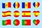 Iberian Peninsula states flags. vector illustration. Spain, Portugal,Andorra national symbols. Different geometric shapes. Flat st
