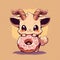 ibex eat doughnut animal chibi cartoon style isolated plain background by AI generated