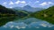 Ibiur reservoir with Mount Txindoki in the background, Euskadi