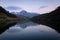 Ibiur reservoir with Txindoki mountain, Basque Country in Spain