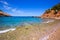 Ibiza Cala Moli beach with clear water in Balearics