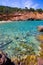 Ibiza Cala Moli beach with clear water in Balearics