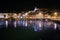 Ibiza island harbor and city under night light