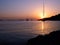 Ibiza sunset with sailboats